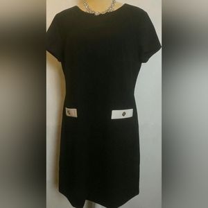 Tommy Hilfiger Classic Black Crepe Faux Pocket Dress size 14